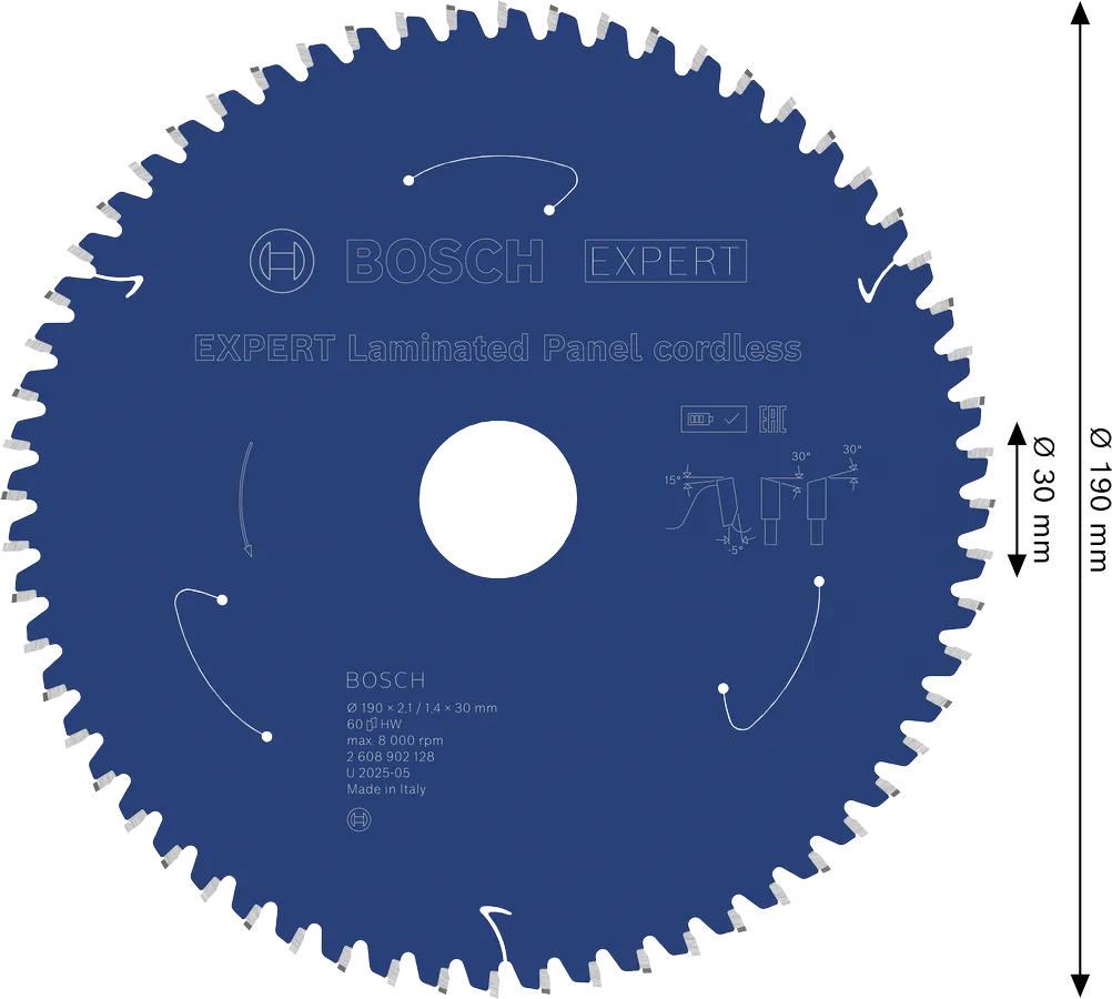 Bosch EXPERT lamineeritud paneelide akutoitel ringsae tera, läbimõõt 190 mm.